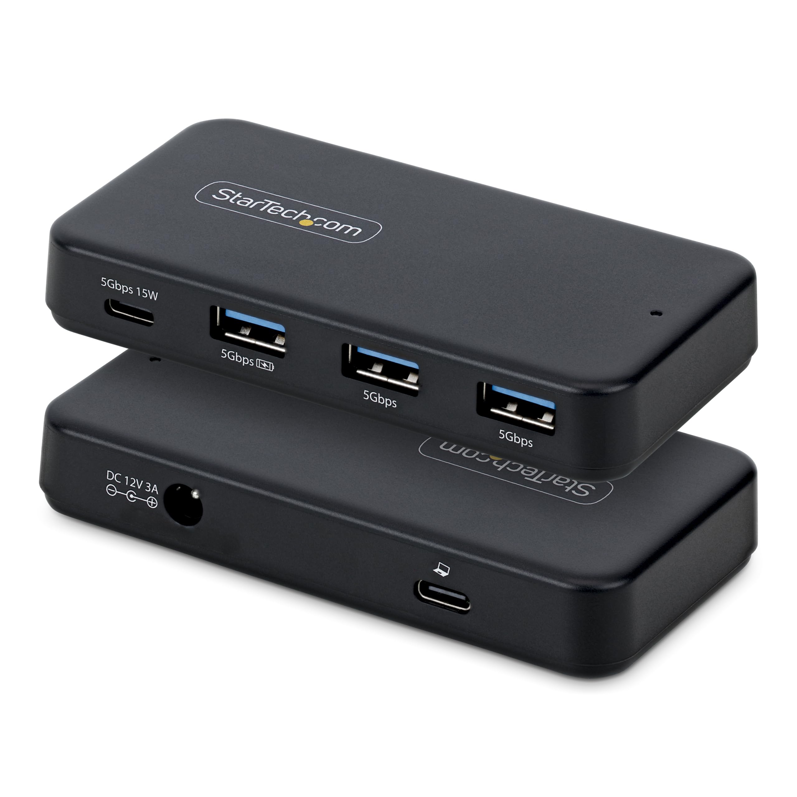 StarTech 4-Port USB-C and USB-A Hub, 5Gbps, Self-Powered, 2-in-1 Host Adapter Cable, 1x USB-C and 3x USB-A (1x BC 1.2), 36W Power Adapter Incl., MacBook and Windows