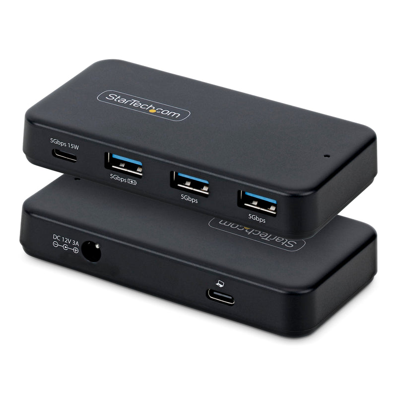 StarTech 4-Port USB-C and USB-A Hub, 5Gbps, Self-Powered, 2-in-1 Host Adapter Cable, 1x USB-C and 3x USB-A (1x BC 1.2), 36W Power Adapter Incl., MacBook and Windows