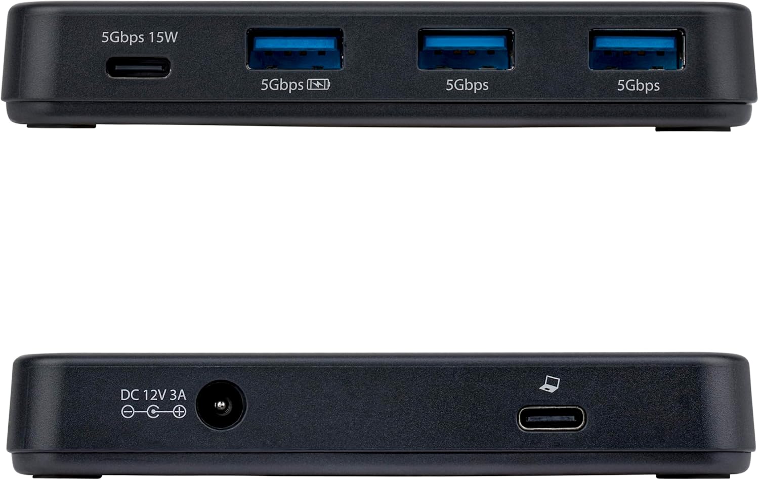 StarTech 4-Port USB-C and USB-A Hub, 5Gbps, Self-Powered, 2-in-1 Host Adapter Cable, 1x USB-C and 3x USB-A (1x BC 1.2), 36W Power Adapter Incl., MacBook and Windows
