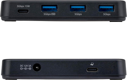 StarTech 4-Port USB-C and USB-A Hub, 5Gbps, Self-Powered, 2-in-1 Host Adapter Cable, 1x USB-C and 3x USB-A (1x BC 1.2), 36W Power Adapter Incl., MacBook and Windows