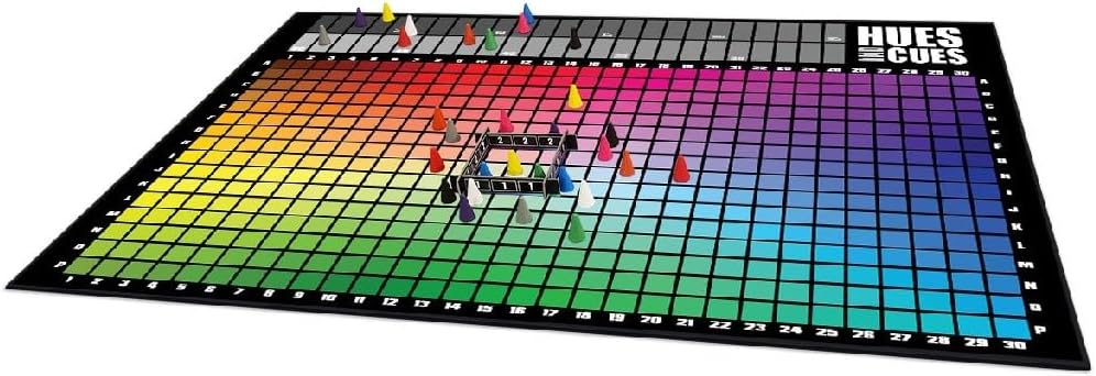 The OP Usaopoly | Hues and Cues Multilingual Meertalig Bordspel voor het Hele Gezin | Partyspel voor 3-10 Spelers | Levendig Kleurraden | Verbind Hints van 480 Kleuren Vierkanten