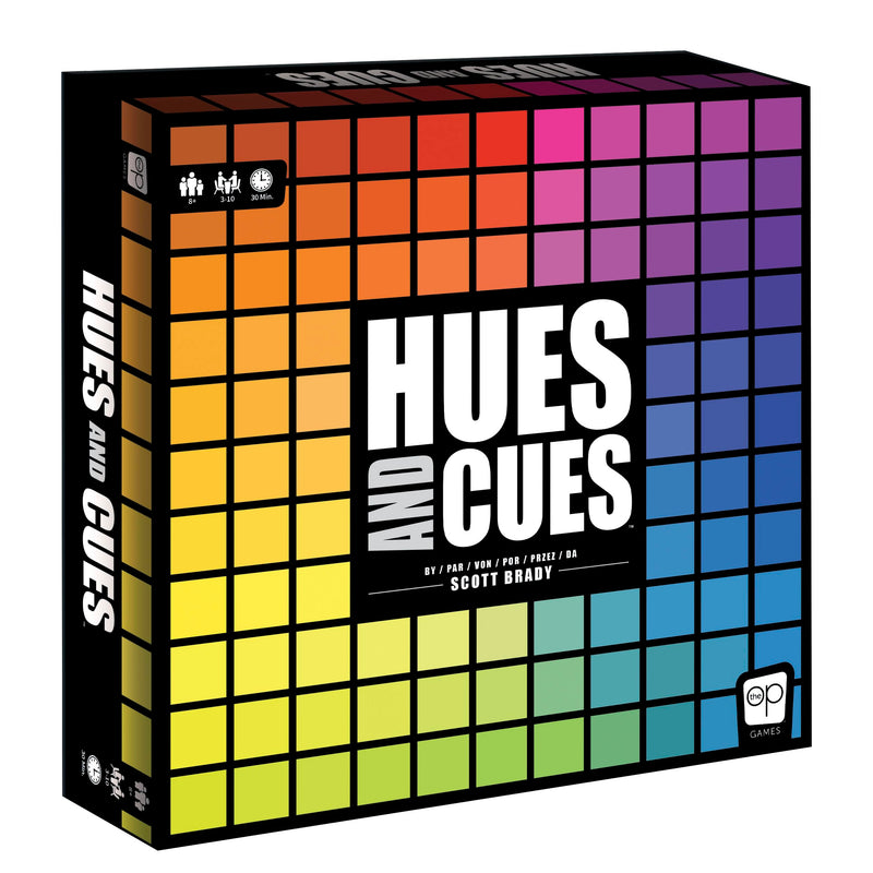 The OP Usaopoly | Hues and Cues Multilingual Meertalig Bordspel voor het Hele Gezin | Partyspel voor 3-10 Spelers | Levendig Kleurraden | Verbind Hints van 480 Kleuren Vierkanten