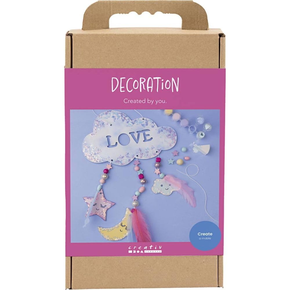 Creativ Company CC Hobby Set Decoration Cloud, Moon and Star Glitter/Pastel Colors