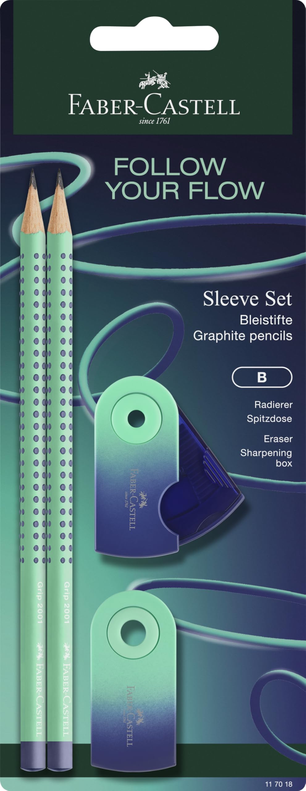 Faber-Castell Flow Edition 117018 Writing Set with Pencils, Eraser and Sharpener