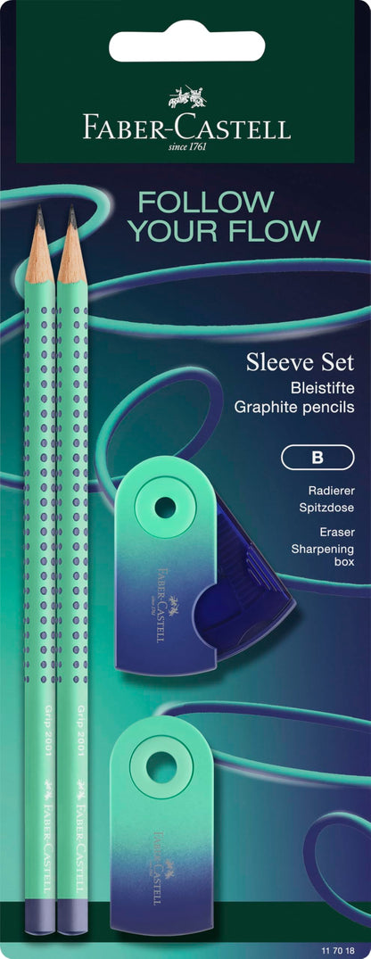 Faber-Castell Flow Edition 117018 Writing Set with Pencils, Eraser and Sharpener