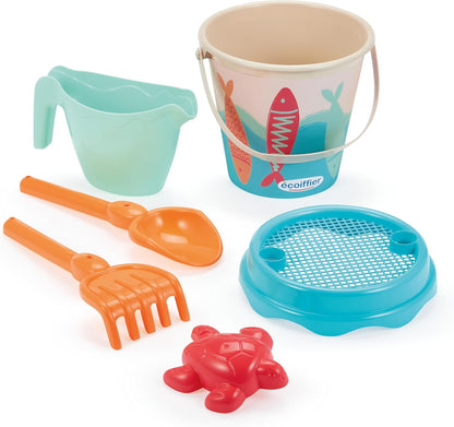Ecoiffier - Strandemmer voor kinderen, 17 cm, Sardine-thema, gieter schep, hark, zeef, vorm inbegrepen - vanaf 18 maanden - speelgoed voor kinderen - 262 - garantie Frankrijk