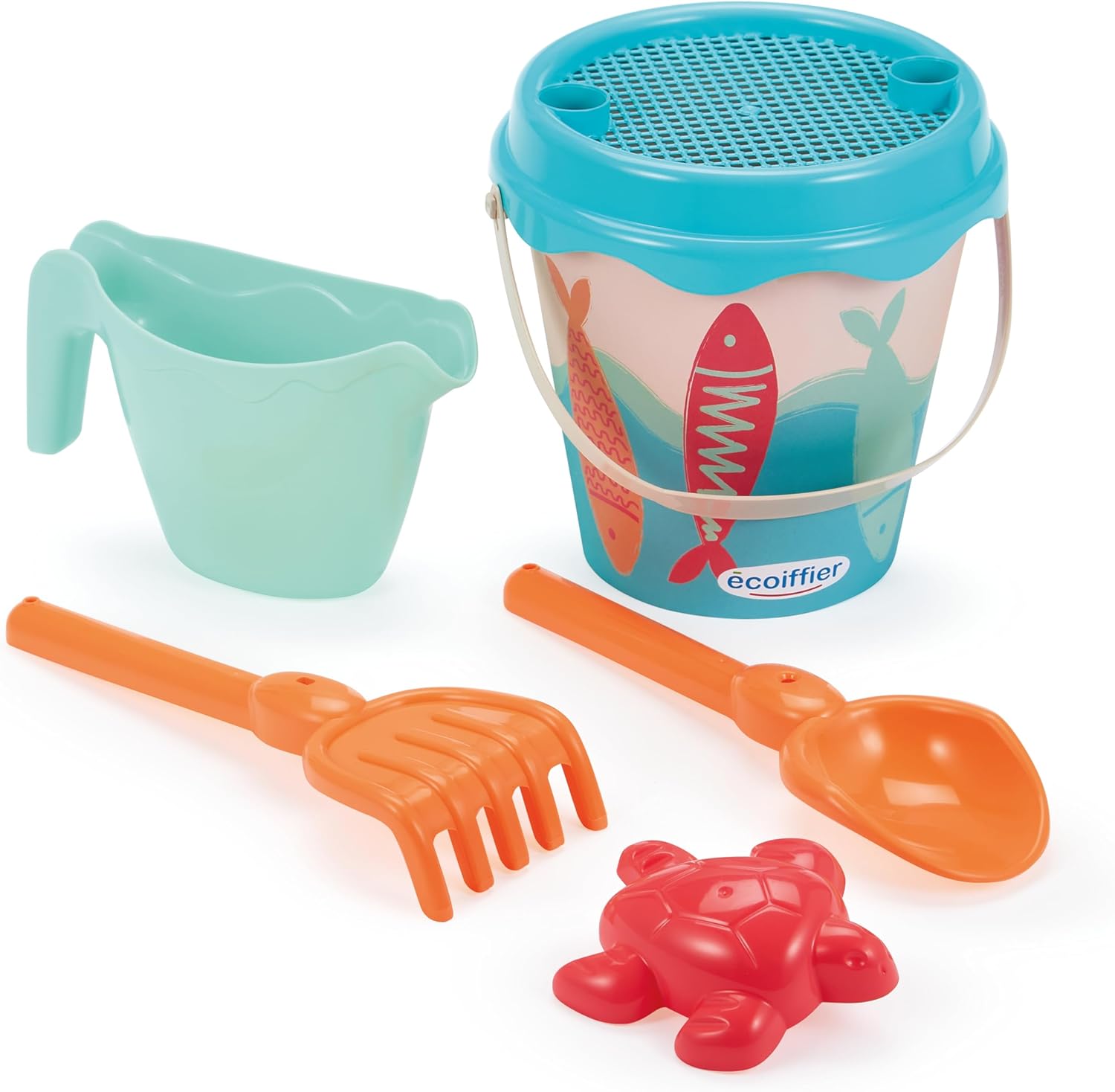 Ecoiffier - Strandemmer voor kinderen, 17 cm, Sardine-thema, gieter schep, hark, zeef, vorm inbegrepen - vanaf 18 maanden - speelgoed voor kinderen - 262 - garantie Frankrijk