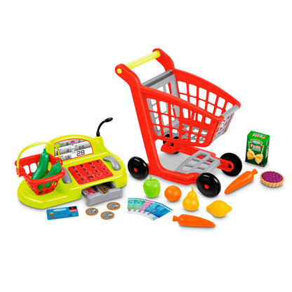 Ecoiffier - Speelgoedkist 100% baas met winkelwagen en accessoires (760001238
