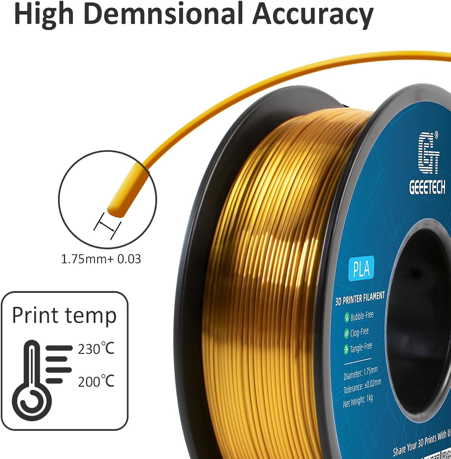 Geeetech - PLA Silk Gold (1.75mm - 1kg)