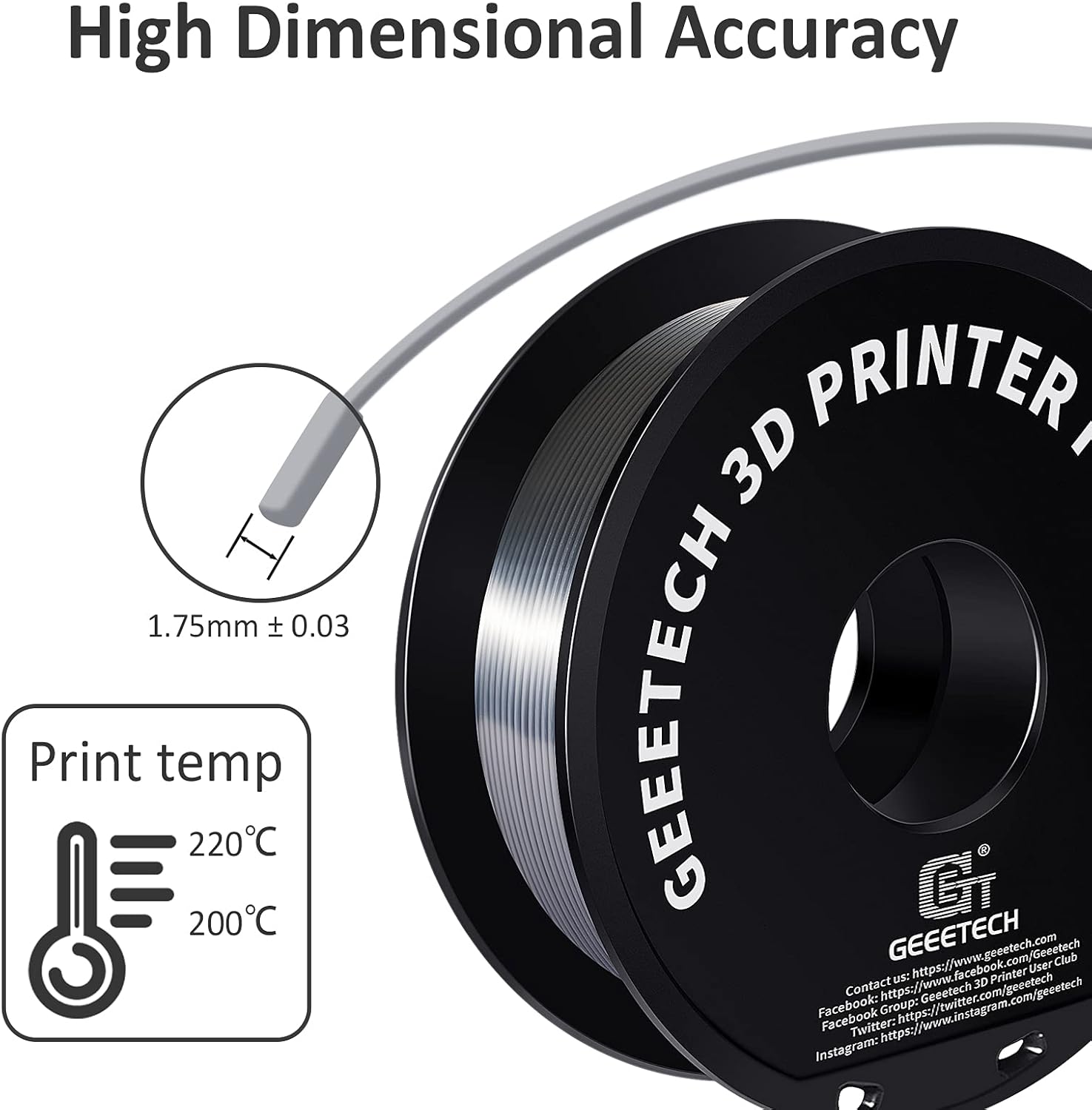 Geeetech - PLA Silk Yellow (1.75mm - 1kg)