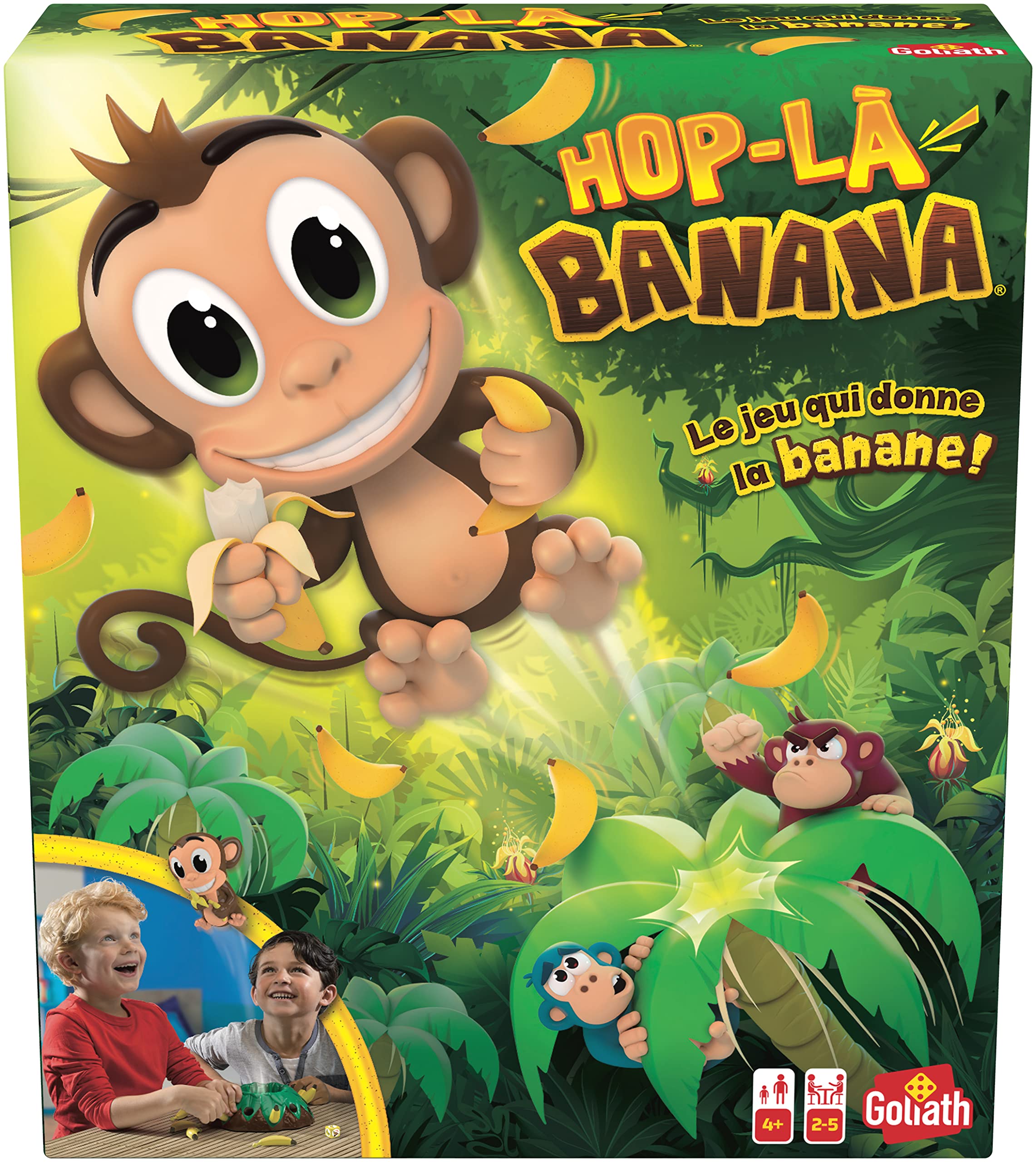 Hop La Banana – gezelschapsspellen, actie, behendigheid en snelheid voor kinderen vanaf 4 jaar – spel van de springaap – om met het gezin van 2 tot 5 spelers te spelen – reflectie en plezier