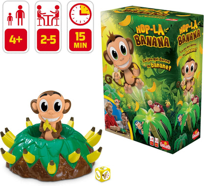 Hop La Banana – gezelschapsspellen, actie, behendigheid en snelheid voor kinderen vanaf 4 jaar – spel van de springaap – om met het gezin van 2 tot 5 spelers te spelen – reflectie en plezier