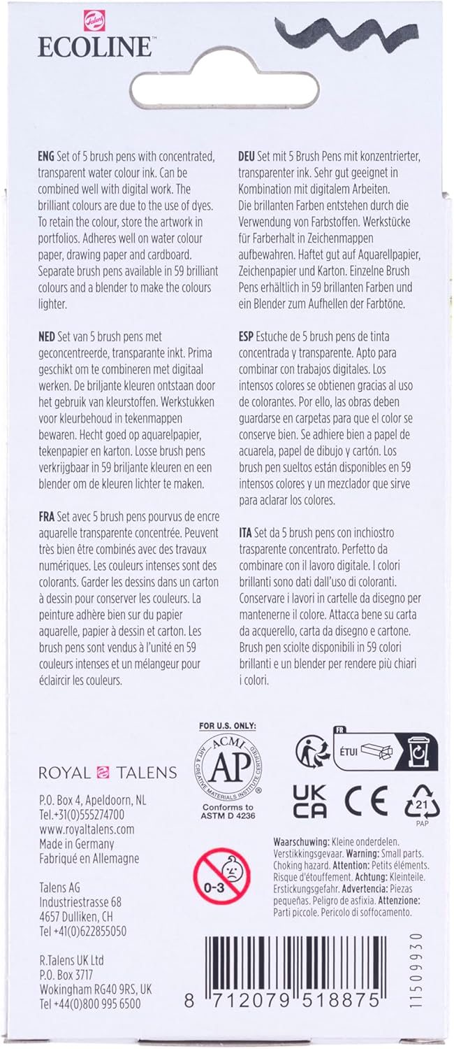 Bruynzeel - Ecoline Brush Pen Set Primair 5 Kleuren