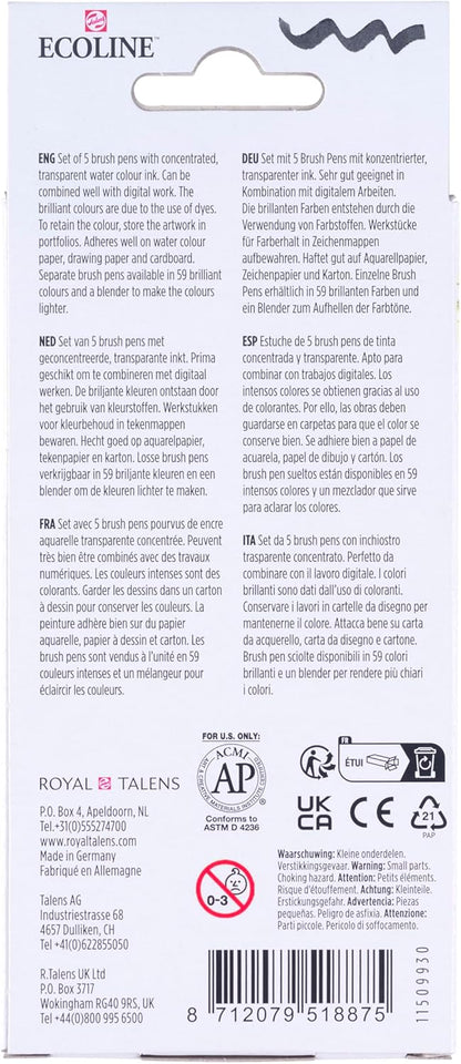 Bruynzeel - Ecoline Brush Pen Set Primair 5 Kleuren