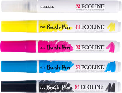 Bruynzeel - Ecoline Brush Pen Set Primair 5 Kleuren