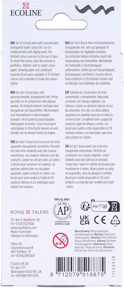 Bruynzeel - Ecoline Brush Pen Set Primair 5 Kleuren