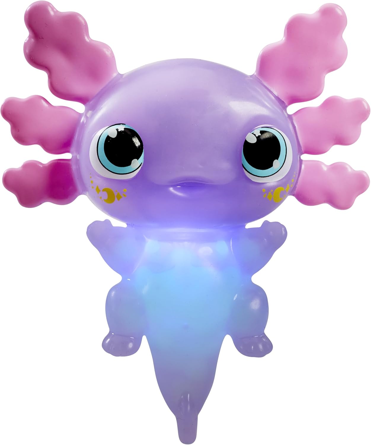 Animagic - Let's Glo Axolotl Pastel Paars, Elektronisch Huisdier Voor Kinderen Vanaf 4 Jaar, Glow in the Dark, Zintuiglijke speel- en aanraakervaring, Uitrekbaar lichaam, Drijft en gloeit in water
