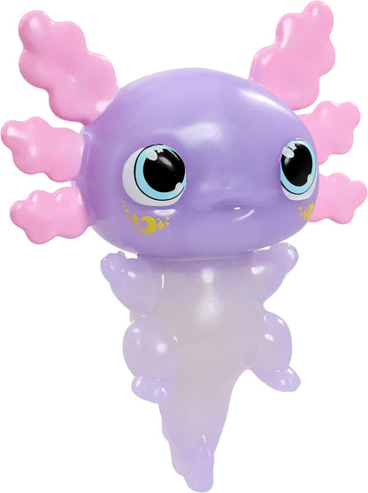 Animagic - Let's Glo Axolotl Pastel Paars, Elektronisch Huisdier Voor Kinderen Vanaf 4 Jaar, Glow in the Dark, Zintuiglijke speel- en aanraakervaring, Uitrekbaar lichaam, Drijft en gloeit in water