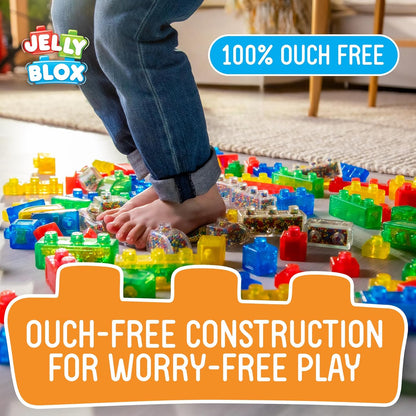 JELLY BLOX – Farm Set, Sensorisch Speelgoed voor Kinderen vanaf 2 Jaar, Bouwset van 18 Zachte Sensory Boerderijdieren & Karakters, Zachte & Flexibele Blokken, Cadeau-Idee