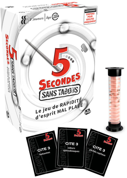 Goliath - 5 seconden zonder TABOUS – gezelschapsspel voor volwassenen vanaf 18 jaar – spel vragen vragen durfde antwoorden in 5 seconden – lacht en snelheid – cadeau-idee voor avonden – 3 spelers – in