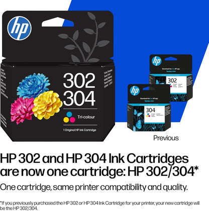 HP 302/304 Tri-color Original Ink Cartridge (B7RT6AE) - Works DeskJet 1110, 2130, 3630, 2600 & 3700 series, OfficeJet 3830, 4650 series, ENVY 4520 series, 5020, 5030, 5032