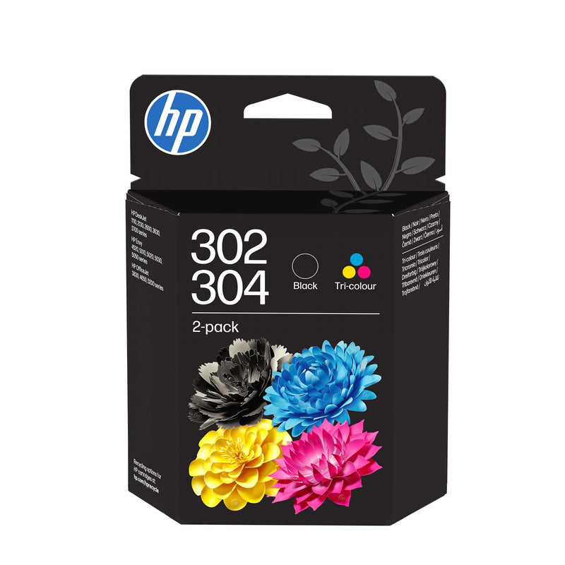 HP 302/304 Black/Tri-Color Original Ink Cartridge 2-Pack (B82L1AE)- Works DeskJet 1110, 2130, 3630, 2600 & 3700 series, OfficeJet 3830, 4650 series, ENVY 4520 series, 5020, 5030, 5032