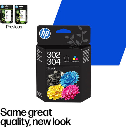 HP 302/304 Black/Tri-Color Original Ink Cartridge 2-Pack (B82L1AE)- Works DeskJet 1110, 2130, 3630, 2600 & 3700 series, OfficeJet 3830, 4650 series, ENVY 4520 series, 5020, 5030, 5032