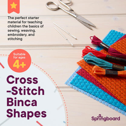 Springboard Cross Stitch Fabric Squares - 50-Pack of Binca Mesh Sheets for Sewing - 100% Cotton Embroidery Fabric for Kids - Cross Stitch Accessories - 15 x 15 cm Squares - Assorted Colours
