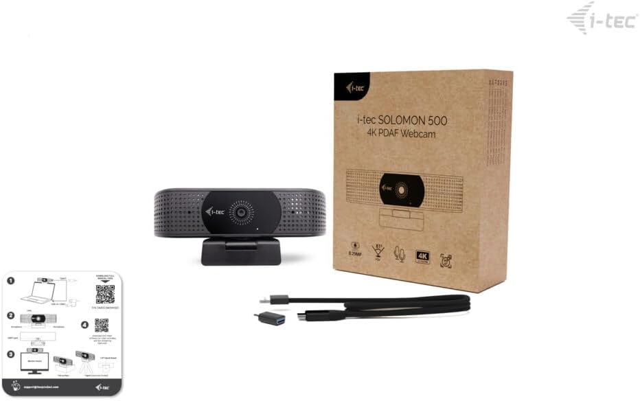 i-tec Solomon 500 Webcam 4K with PDAF Auto Focus for Fast and Stable Focusing and Ultra HD 4K Resolution