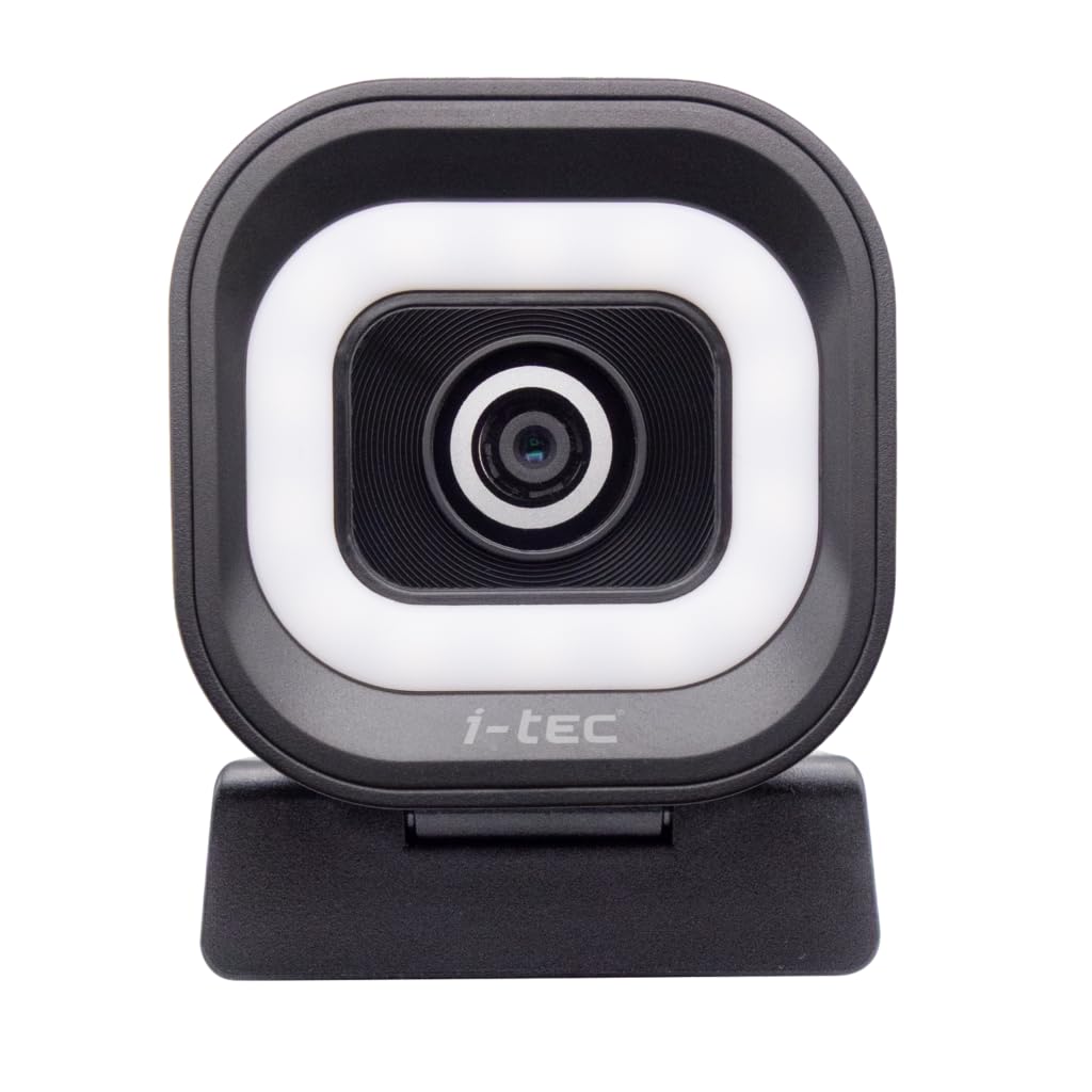 i-tec Solomon 700 Stream 4K Webcam with Built-in LED Ring Light, PDAF Auto Focus for Fast and Stable Focus and Dual Built-in Microphones