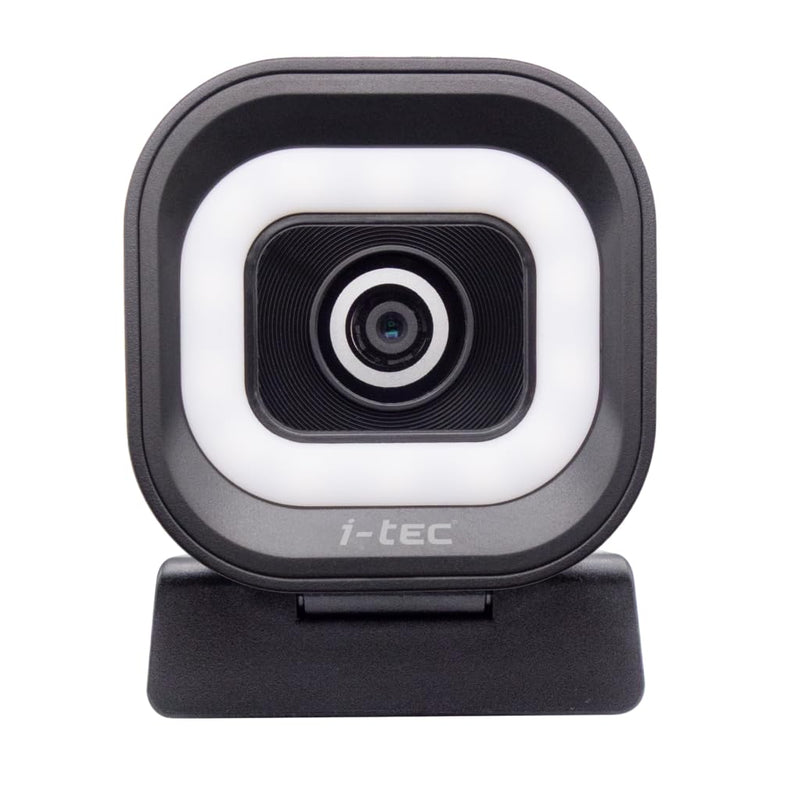 i-tec Solomon 700 Stream 4K Webcam with Built-in LED Ring Light, PDAF Auto Focus for Fast and Stable Focus and Dual Built-in Microphones