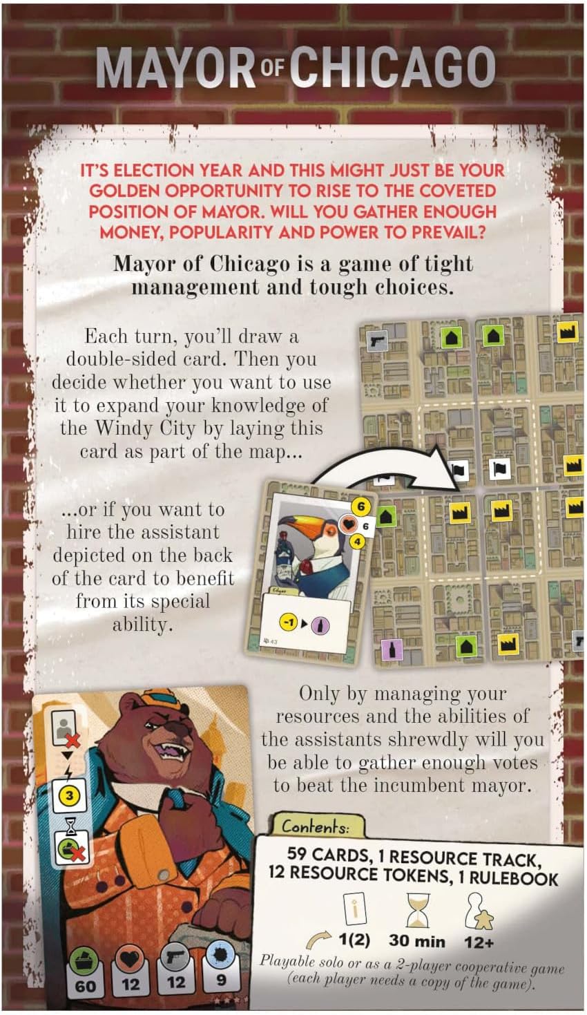 Mayor of Chicago | Card Game | Ages 12+ | 1 Players | 30+ Minutes Playing Time