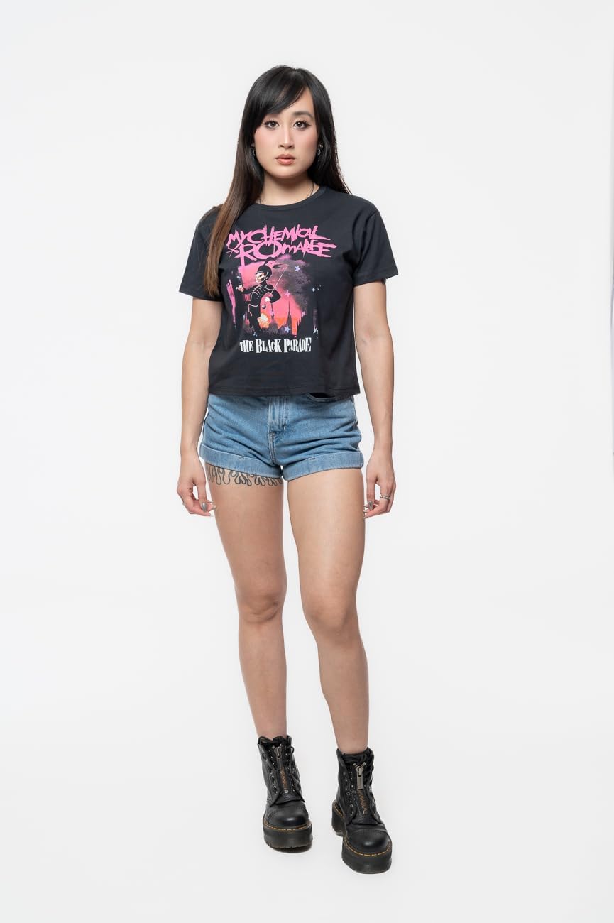 My Chemical Romance Crop Top T Shirt The Black Parade Official Womens Black