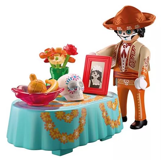 PLAYMOBIL Special Plus 71879 Mexican Day of the Dead Figurine – Día de los Muertos Celebration Figure with Festive Table & Accessories – Ages 4+