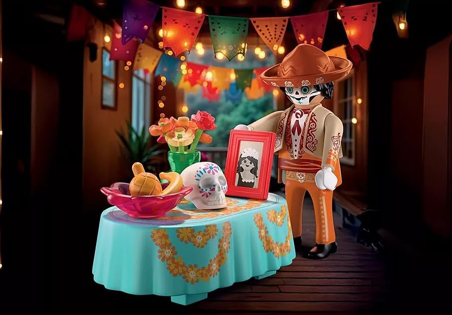 PLAYMOBIL Special Plus 71879 Mexican Day of the Dead Figurine – Día de los Muertos Celebration Figure with Festive Table & Accessories – Ages 4+