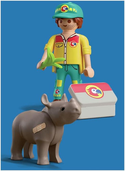 Playmobil DuoPack Ranger with Rhino – Wildlife Ranger Figure and Baby Rhino for Animal Rescue Play