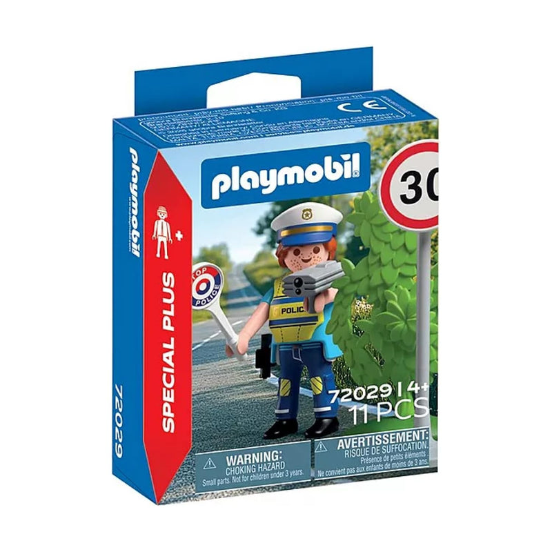 Playmobil Police Officer with Speed Detector – Traffic Safety Playset with Radar Gun, Road Sign & Accessories, Ages 4+