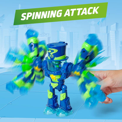 SUPERTHINGS – Ultra Striker Enigma. Enigma's Ultra Striker robot from the animated series “Superthings Kazoom Power”. Contains 1 Ultra Striker robot, 1 exclusive Enigma, and 1 accessory.