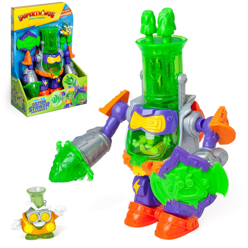 SUPERTHINGS RIVALS OF KABOOM - Ultra Striker Professor K robot from the animated series Superthings Kazoom Power,Contains Ultra Striker robot,exclusive Professor K,3 projectiles,and accessory