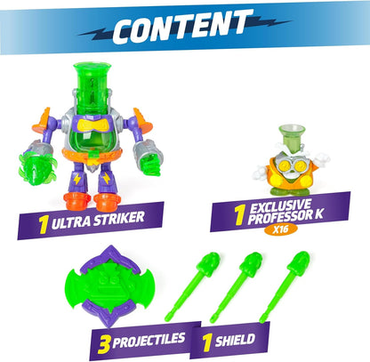 SUPERTHINGS RIVALS OF KABOOM - Ultra Striker Professor K robot from the animated series Superthings Kazoom Power,Contains Ultra Striker robot,exclusive Professor K,3 projectiles,and accessory