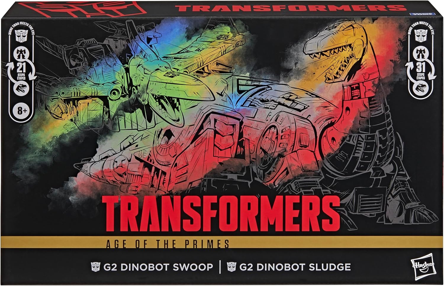 Transformers Age of The Primes, G2 Dinobot Swoop and G2 Dinobot Sludge, 21.5 cm, Convertible Class, Robot Toy, Age 8+