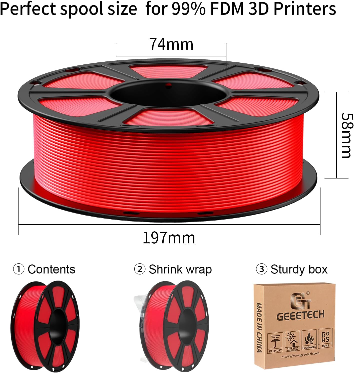 Geeetech - Pla Red (1.75Mm - 1Kg)