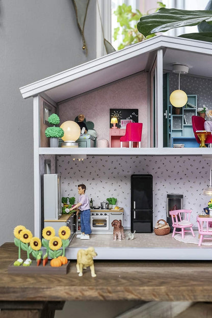 LUNDBY Poppenhuismeubelsets - poppenhuis boekenkast + boekenaccessoires boekenplank - 12-delige set voor 11 cm minipoppen vanaf 4 jaar en 1:18