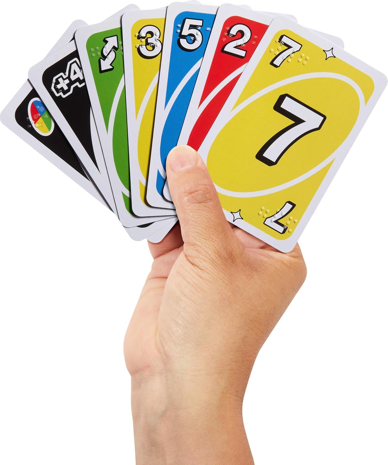 Mattel Games UNO Braille Card Game with Deck Specially Designed for Blind & Low-Vision Players for Kids, Family Nights & Parties, JMK87