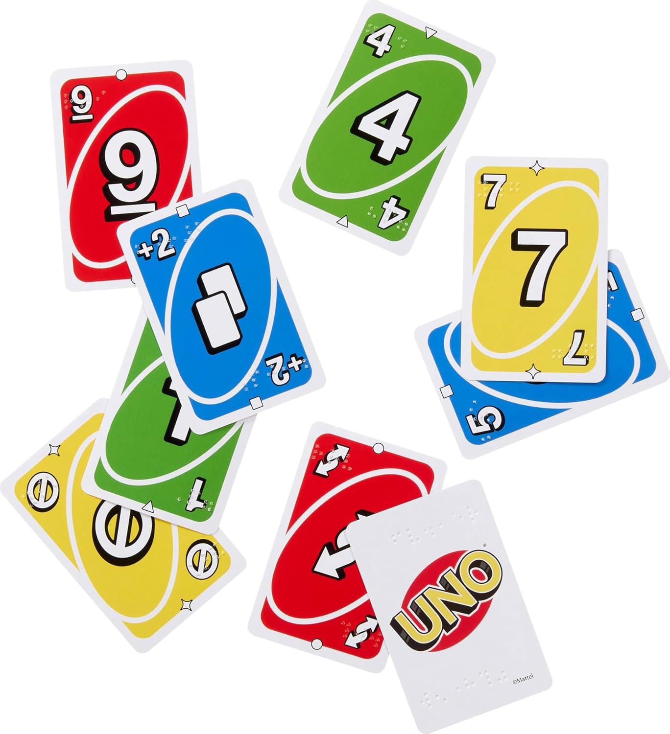 Mattel Games UNO Braille Card Game with Deck Specially Designed for Blind & Low-Vision Players for Kids, Family Nights & Parties, JMK87