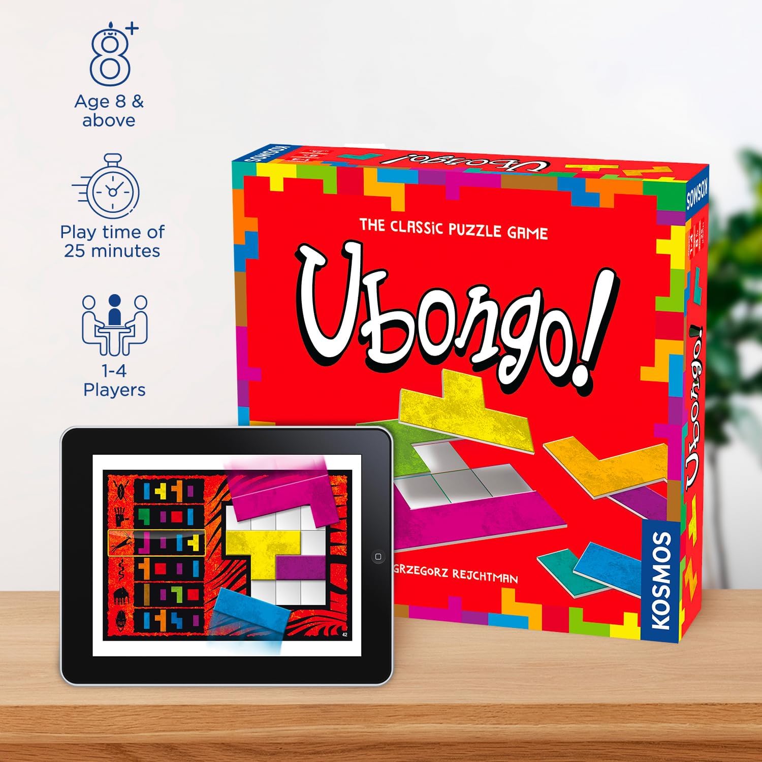 Thames & Kosmos Ubongo! Classic, Tile Puzzle Game, Family Games for Game Night, Board Games for Adults and Kids, For 1 to 4 Players, Age 8+