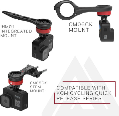 KOM Cycling Integrated Handlebar Mount Wahoo Mount for Integrated Handlebars Made with CNC Alumninumn fits Bars Such as Shimano, FSA, Canyon, Ritchey, and Many Others! (Mount with GoPro Adapter