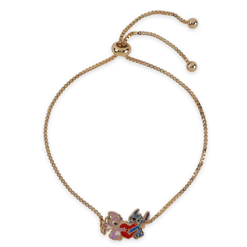 Disney -  Brass Yg Plt Stitch and Angel Heart Lariat Bracelet