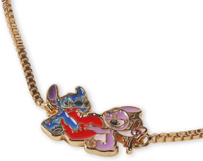 Disney -  Brass Yg Plt Stitch and Angel Heart Lariat Bracelet