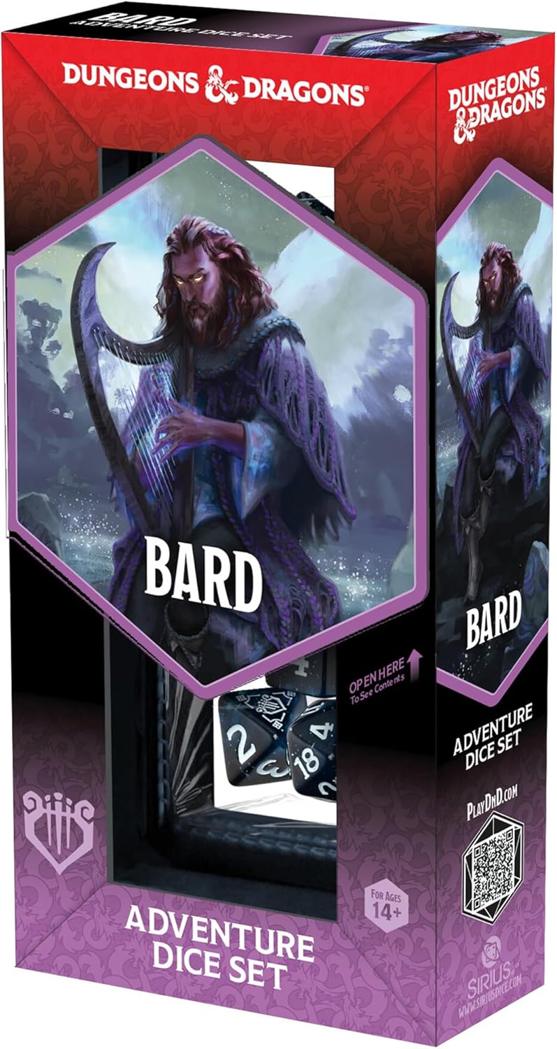Dungeons & Dragons Bard Adventure Dice: 14ct Blue & Black by SIRIUS DICE